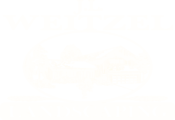 Faint logo with J.L. Weitzel Landscaping text and an illustration of a house with trees and a lawn inside an oval border.